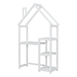 House-shaped Wooden writing Desk,Kids study Table,Bookshelf & Toy Storage,White