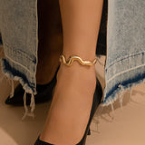 Fashionable liquid lava metal ankle bracelet, ankle chain, female personality, irregular geometric texture, ankle ring accessory - V.I.P Digital Presence