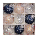 Christmas balls, silk balls, winding balls, painted balls, 8cm, 9pcs, boxed Christmas decorations - V.I.P Digital Presence