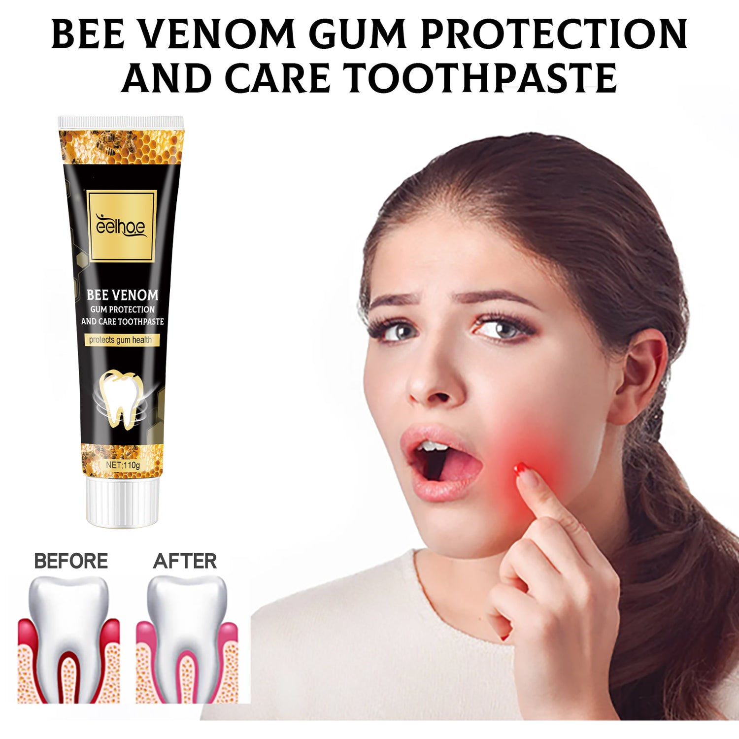 Vip Toothpaste Bee Venom Gingival Toothpaste, Cleaning Stains Breath Fresh Whitening ...