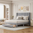 Full Size Storage Bed Velvet Upholstered Platform Bed with a Big Drawer - Gray - V.I.P Digital Presence