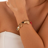 Fashionable and versatile peach heart turquoise bracelet, irregular alloy multi-element shell bracelet - V.I.P Digital Presence