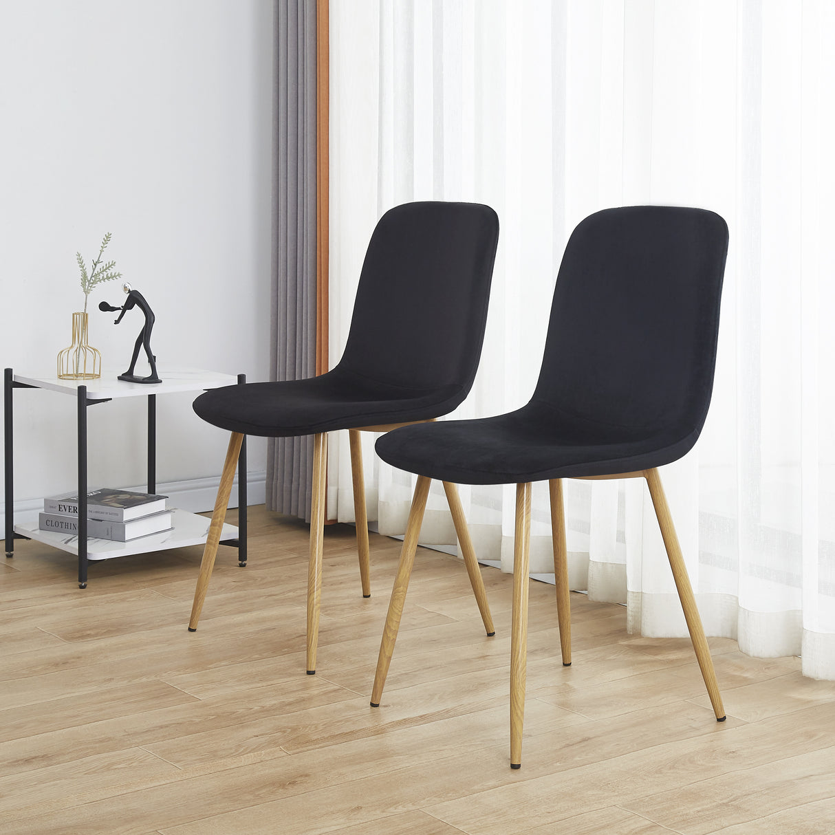 Dining Chair 4PCS（BLACK）Modern style New technology Suitable for restaurants cafes taverns offices
