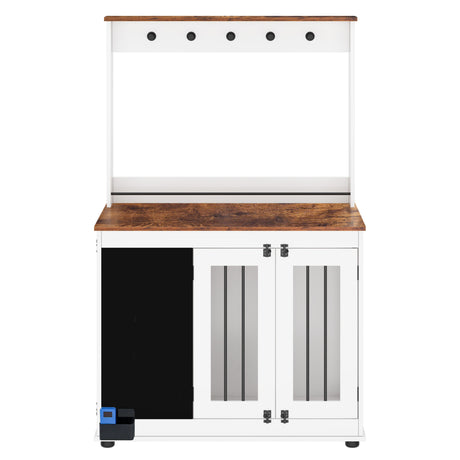 Dog crate,Graffiti dog cage, kennel with double doors, crate interior furniture, heavy wooden dog cage, large dog, white - V.I.P Digital Presence