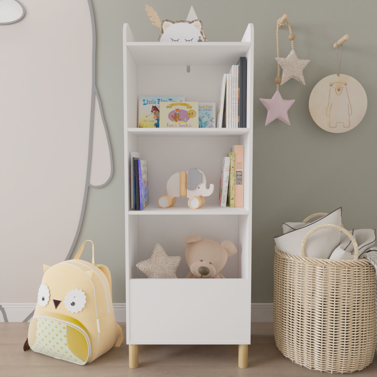 Kids 4-Tier Bookcase Children's Book Display Bookshelf Toy Storage Cabinet Organizer for Children's Room Playroom - V.I.P Digital Presence