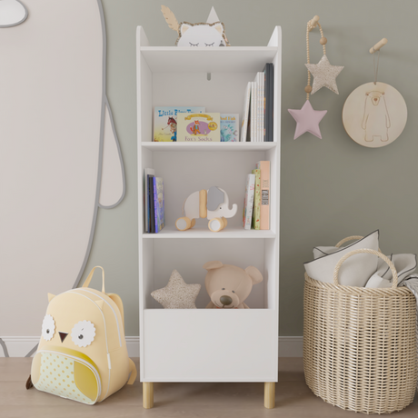 Kids 4-Tier Bookcase Children's Book Display Bookshelf Toy Storage Cabinet Organizer for Children's Room Playroom - V.I.P Digital Presence