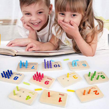 Montessori Sensory Early Education Mathematics Learning Stick Color Cognitive Matching Board Wooden Stick Game Puzzle Toy - V.I.P Digital Presence