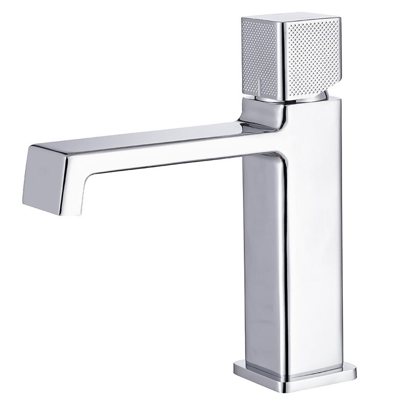 Black square single hole cold and hot countertop basin sink chrome faucet - V.I.P Digital Presence