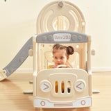 Kids Slide with Bus Play Structure Freestanding Bus Toy with Slide for Toddlers Bus Slide Set with Basketball Hoop