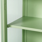 27.56"Glass Doors Modern Two-door Wall Cabinet with Featuring Three-tier Storage Mint Green