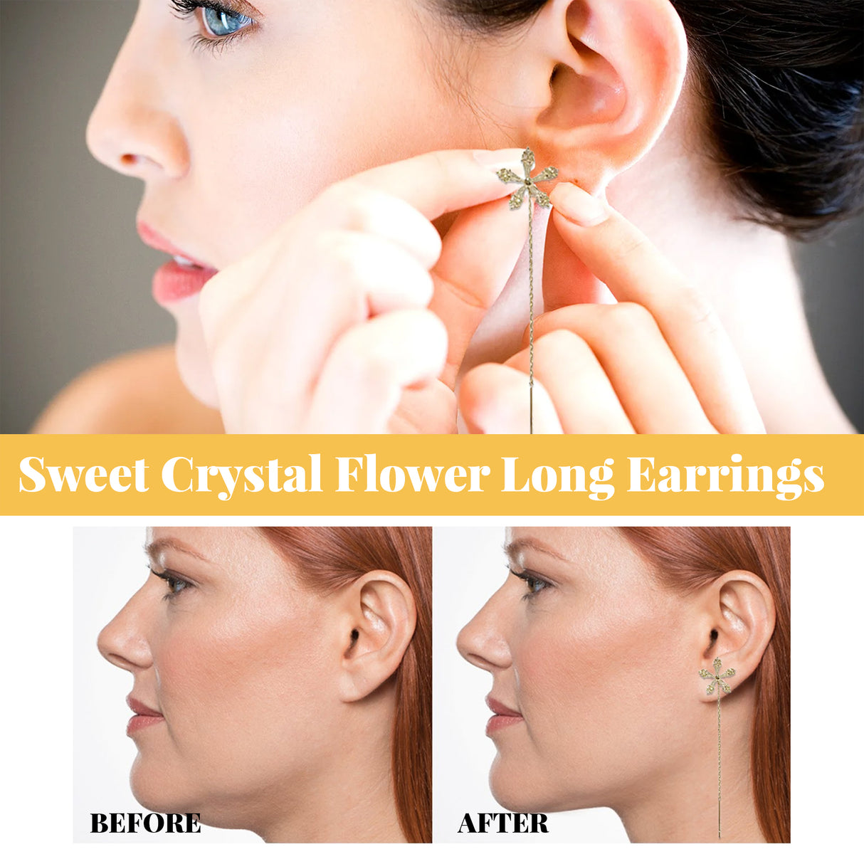 Sweet Crystal Flower Long Earrings, Ear Acupoint Earrings Niche Fashion Small Fresh And Cute Earrings - V.I.P Digital Presence