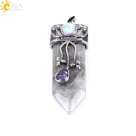 CSJA Vintage Large Natural Stone Sword-Shaped Pendant Jewelry Striped Crystal Agate Tiger Eye Jewelry Pendant Without Chain - V.I.P Digital Presence