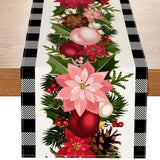 Christmas plaid linen table flag floral ball printed tablecloth entrance small tablecloth living room counter decoration tea flag - V.I.P Digital Presence