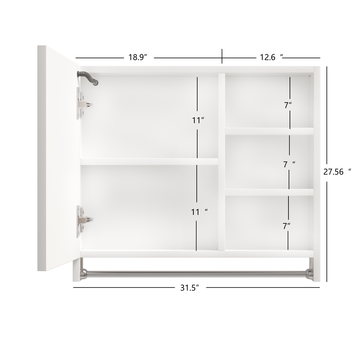 Modern 32x28 inch bathroom storage cabinet with mirrors, LED lights, multi-layer storage compartments, and towel racks - V.I.P Digital Presence