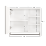 Modern 32x28 inch bathroom storage cabinet with mirrors, LED lights, multi-layer storage compartments, and towel racks - V.I.P Digital Presence