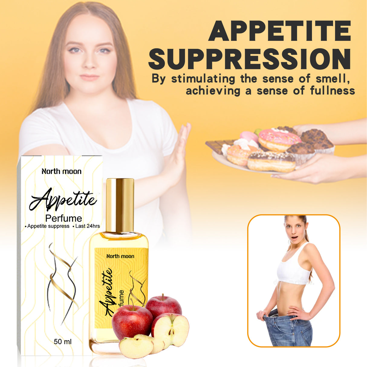 North moon Appetite Suppression Perpume, Light Fragrance Natural Fragrance Body Firming Skin Belly Bye Meat Slimming Spray - V.I.P Digital Presence