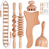 Beech wood therapy scraping cup, meridian dredging roller, tendon rolling stick, scraping board, head massager, massage set - V.I.P Digital Presence