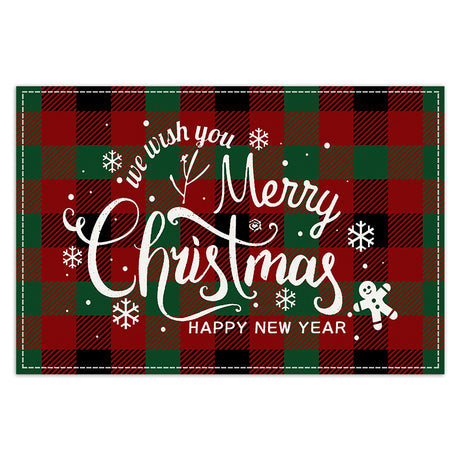 Christmas Tree Elk Printed Meal Mat Christmas Striped Checkered Table Mat White Hemp Western Food Mat - V.I.P Digital Presence