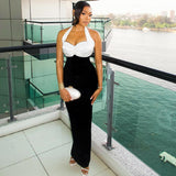 Slim Fit Sheath Dress with Halter Neck Ruffle Commuting Women's Dress - V.I.P Digital Presence