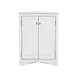 White Triangle Bathroom Storage Cabinet with Adjustable Shelves, Freestanding Floor Cabinet for Home Kitchen - V.I.P Digital Presence