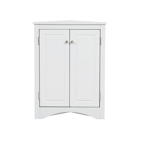 White Triangle Bathroom Storage Cabinet with Adjustable Shelves, Freestanding Floor Cabinet for Home Kitchen - V.I.P Digital Presence