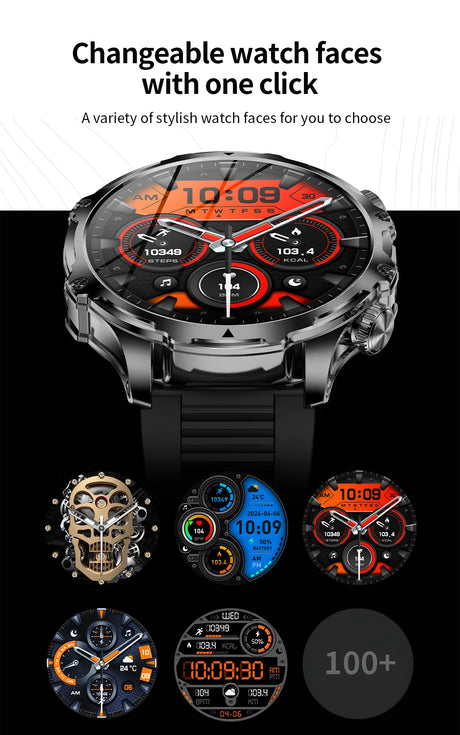 AK75 Smart Watch Flashlight  Men Outdoors Sports Fitness Tracker 700mah Large Battery BT Calling LED Light Smartwatch - V.I.P Digital Presence
