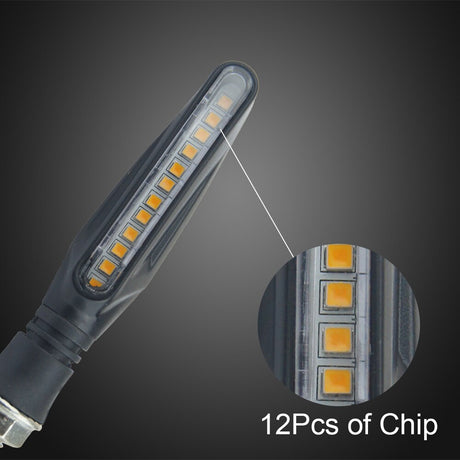 2PCS LED Motorcycle Turn Signals Light 12 SMD Tail Flasher Flowing Water Blinker IP68 Bendable Motorcycle Flashing Lights - V.I.P Digital Presence