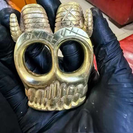 Retro - Luxury Sheep Horns Knuckle Ring: A Vintage Ram Horn Skull - inspired Knuckle Duster Ring, Ideal for Motorcyclists and Ro - V.I.P Digital Presence
