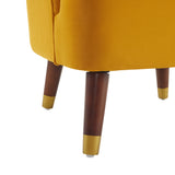 Upholstered Barrel Accent Chair With Wooden Legs - V.I.P Digital Presence