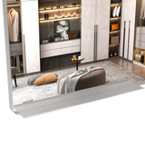 Large bathroom mirror with movable tray wall mounted mirror, vertically and horizontally suspended aluminum frame wall mounted m - V.I.P Digital Presence