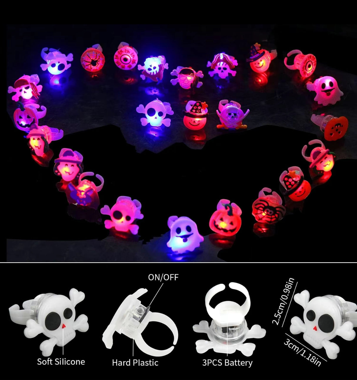 GlowFright Halloween Rings