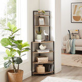 6-story corner open bookshelf modern bookshelf wooden frame independent bookshelf unit, country brown - V.I.P Digital Presence