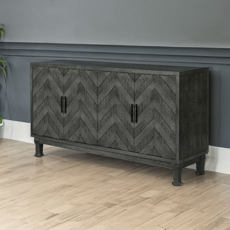 Stronger Vintage Style Buffet Cabinet Lacquered Accent Storage 4 Door Wooden Cabinets Taupe Grey - V.I.P Digital Presence