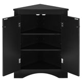Black Triangle Bathroom Storage Cabinet with Adjustable Shelves, Freestanding Floor Cabinet for Home Kitchen - V.I.P Digital Presence