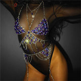 Queen Bling Metal Tassel Details Tank Tops Festival Rave Clothing Summer Sexy Backless Rave Body Chain Beach Tops - V.I.P Digital Presence