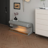Entryway Bench Leather Upholstered Ottoman with LED sensor light for living room ,bedroom,end of bed - V.I.P Digital Presence
