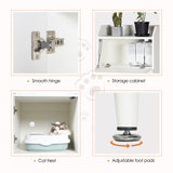 White wooden hidden cat trash can with rack and trash can shell, indoor cat house pet box, storage cabinet - V.I.P Digital Presence