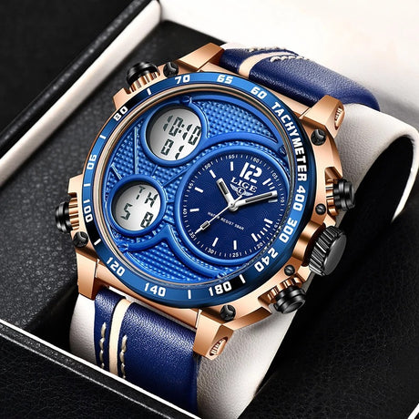 Lige Business Electronic Watch Dual Display Multi Function Low Cost Watch Men's Sports Waterproof Watch - V.I.P Digital Presence