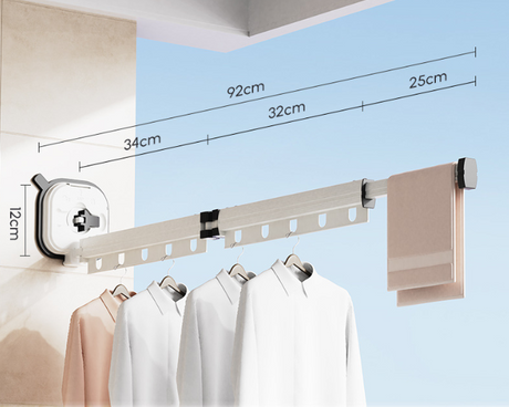 Multifunctional Retractable Fold Away Clothes Drying Hanger Space-Saving Bathrooms Usage - V.I.P Digital Presence
