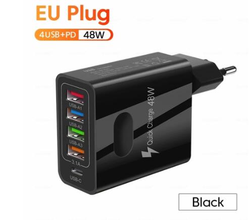 4USB charger, five in one charger, 48W multi interface charger, PD fast charging charger, 4U+PD - V.I.P Digital Presence