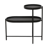 2-Tier Black Side Table with Storage Sofa Table for Living Room Metal Frame & Wooden Desk End Table - V.I.P Digital Presence