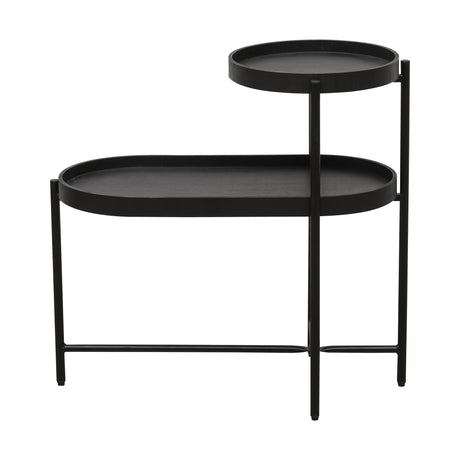 2-Tier Black Side Table with Storage Sofa Table for Living Room Metal Frame & Wooden Desk End Table - V.I.P Digital Presence