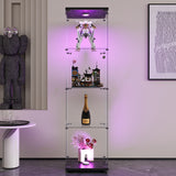 4 LED light glass display cabinets with door shelves, floor standing antique bookshelf, 64.7 "* 16.7" * 14.3 ", black - V.I.P Digital Presence