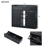 ONTREND modern shoe cabinet with 4 flipped drawers, multifunctional double-layer shoe storage with drawers, black. - V.I.P Digital Presence
