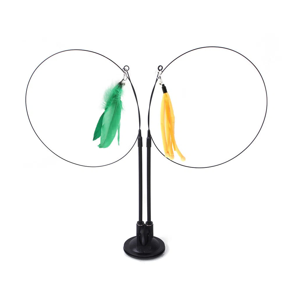 Suction cup cat toy stick that can be attached and held with steel wire multi head interchangeable cat toy and pet supplies - V.I.P Digital Presence