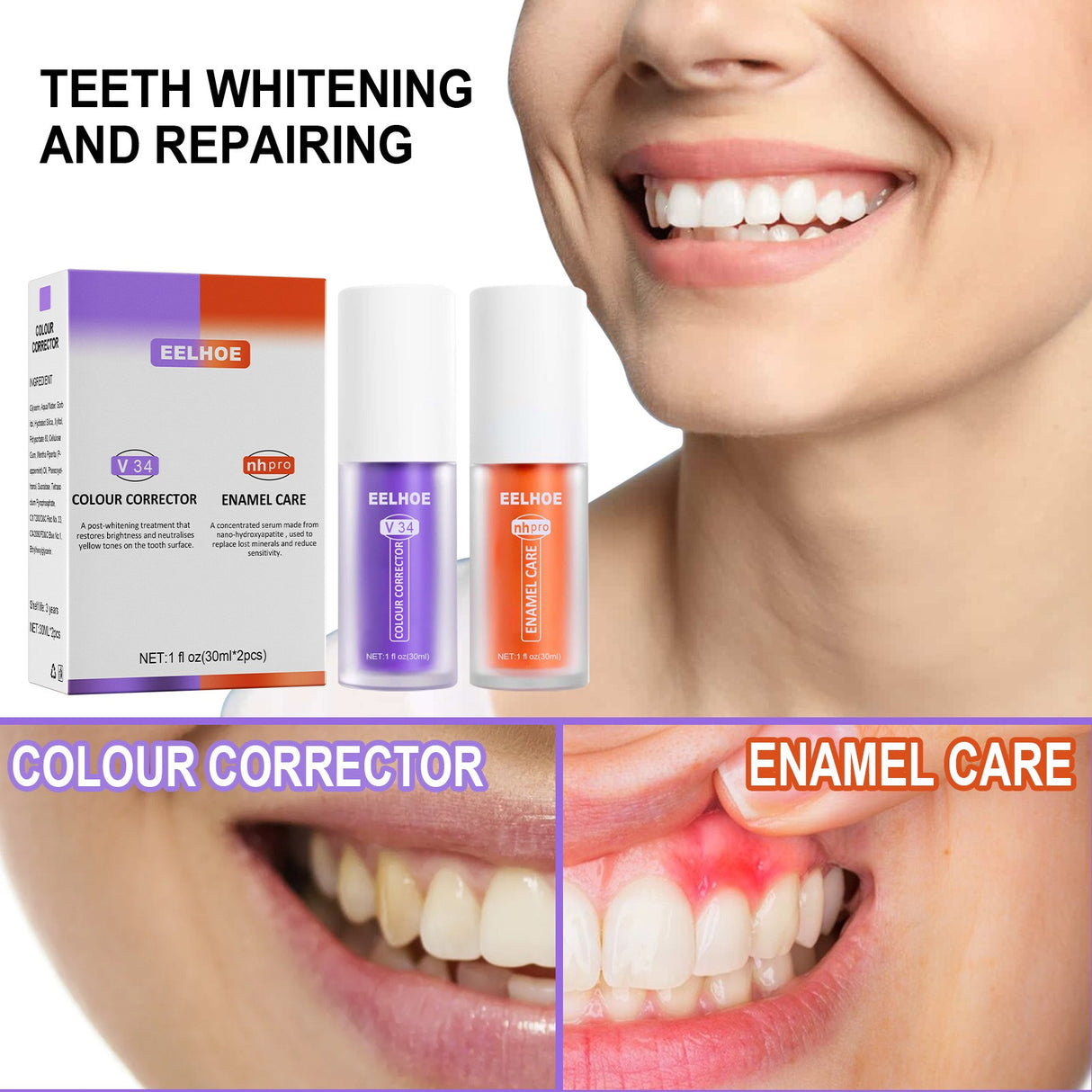EELHOE V34 Toothpaste Purple Orange Toothpaste For Repairing Teeth Oral Cleaning Whitening And Removing Tooth Stains - V.I.P Digital Presence