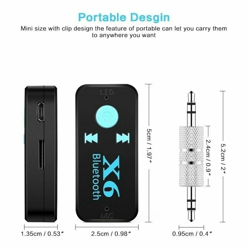 X6 Bluetooth Transmitter Aux Usb Car Play Music Receiver Adapter 5.0 mm  Bluetooth Adapter  MP3 Music Adapter For car player - V.I.P Digital Presence