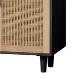 62.20"Elegant and Functional 4-Door Rattan Decorative Storage Cabinet,for Bedroom,Living Room,Office,Easy Assembly,Black - V.I.P Digital Presence