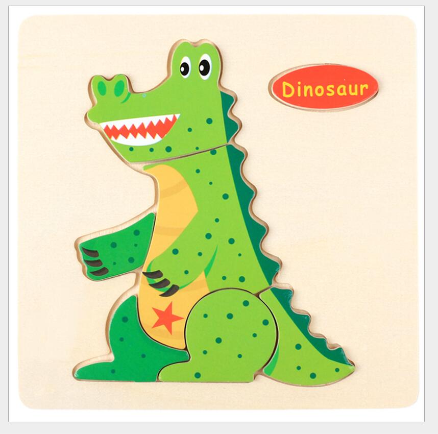 Rompecabezas 3D de madera para niños, juguete educativo de aprendizaje temprano con dibujos de animales, vehículo, rompecabezas de madera, #L505