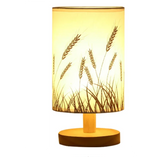 Linen Table Lamp LED Linen Night Lamp w/Warm White Light Linen Nightstand Lamp USB Powered Wooden Beside Lamp - V.I.P Digital Presence